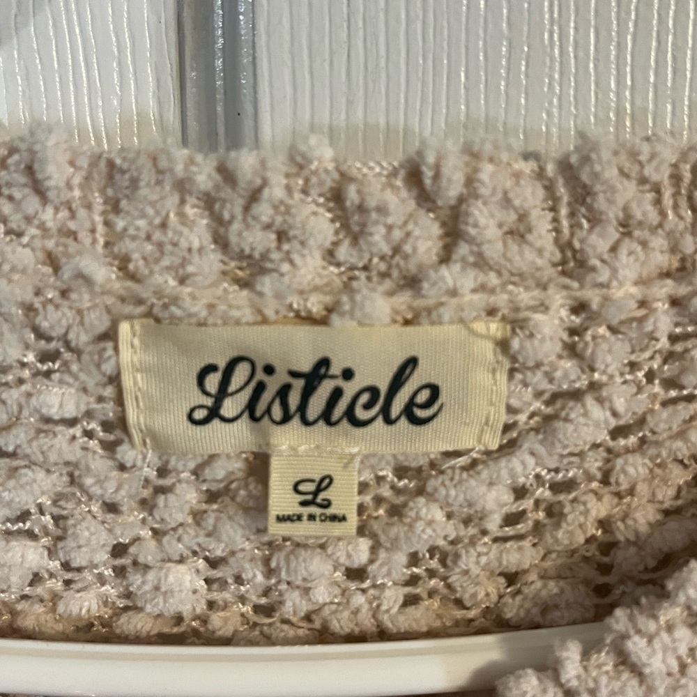 Listicle Cozy Cream and Brown Striped Sweater - Picture 3 of 3